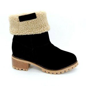 Rosy Womens Sherpa Collar Fold Over‎ Ankle Boots EUR 43 New